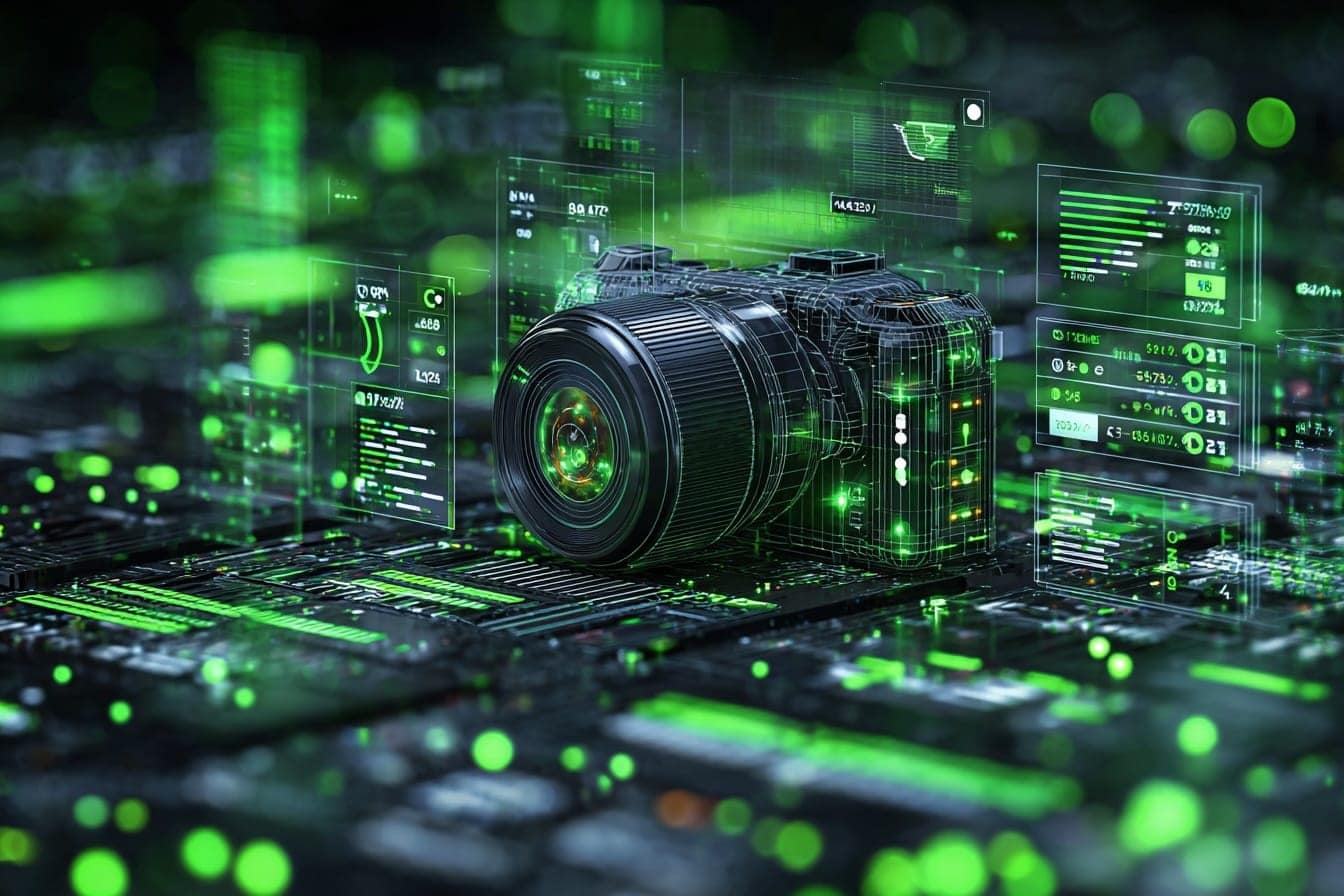 IA et la photographie professionnelle, illustration appareil photo dans la matrix