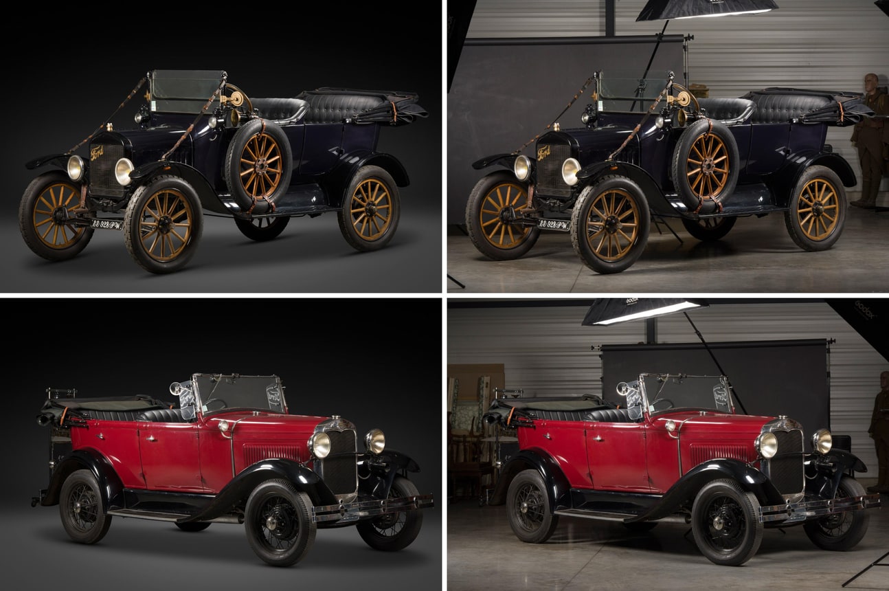 shooting de véhicule de collection en studio mobile pour Etude de commissaire priseur