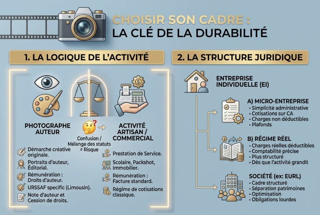 présentation des différents statuts juridiques en photographie