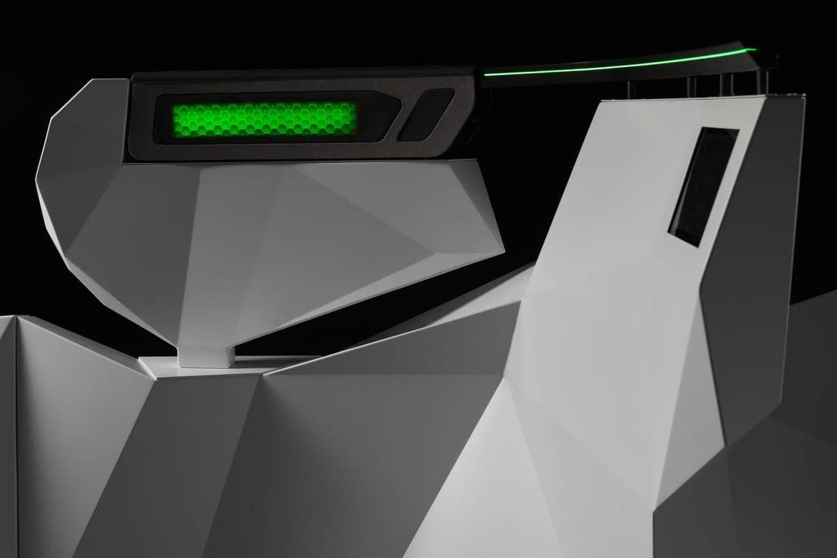Maquette représentant l'habitacle d'une voiture avec éléments de portières intégrés photographiée pour Valeo Vision